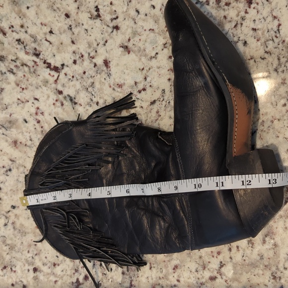 🫶8Vintage Fringed Leather Black Boots - Picture 5 of 7